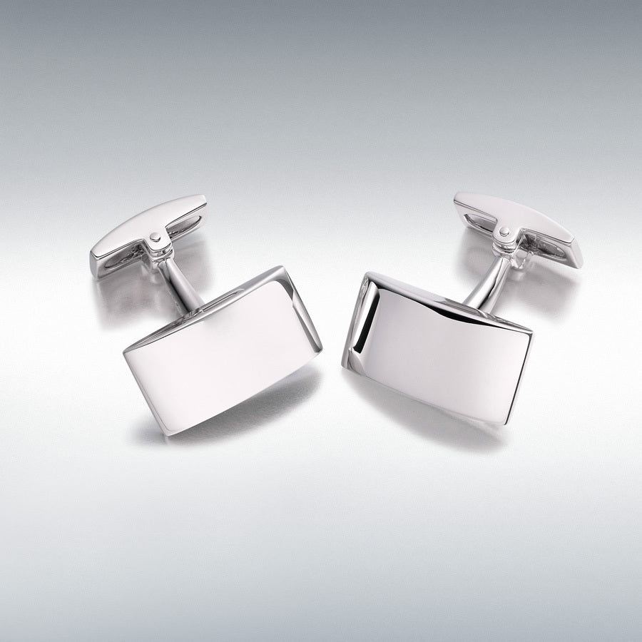 Silver Rectangular Domed Cufflink Gardiner Brothers