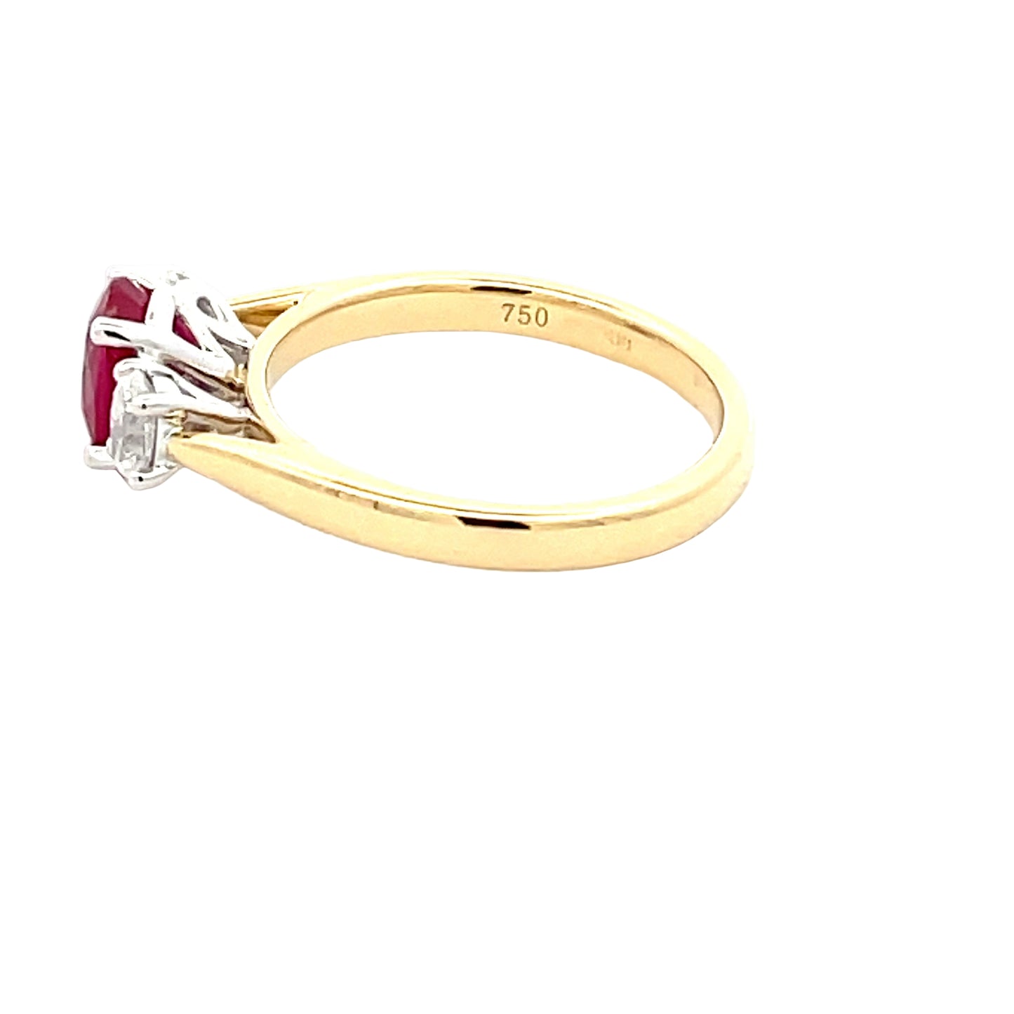 Ruby and Oval Shaped Diamond 3 Stone Ring Gardiner Brothers