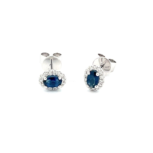 Sapphire and Diamond Halo Style Earrings  Gardiner Brothers   