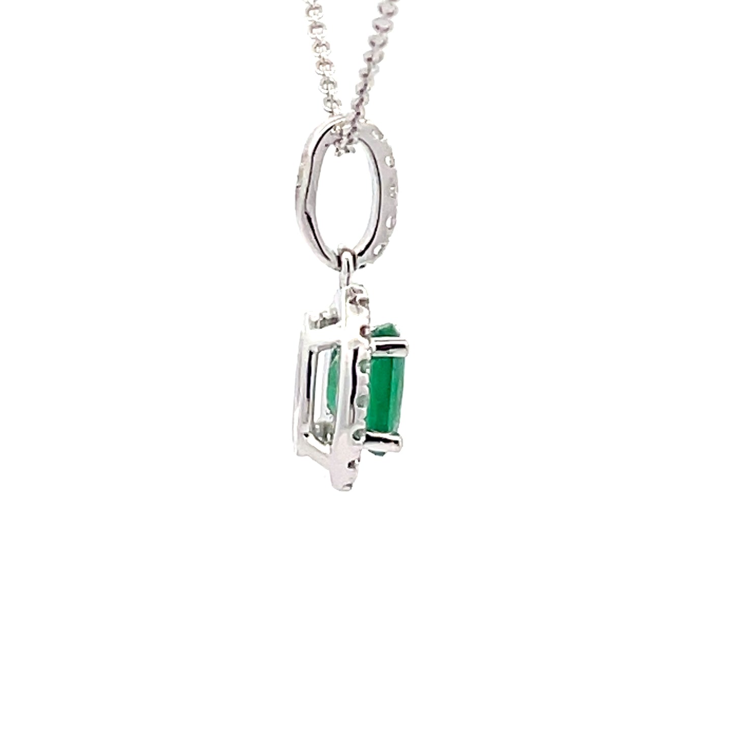 Emerald and Diamond Halo Style Pendant Gardiner Brothers