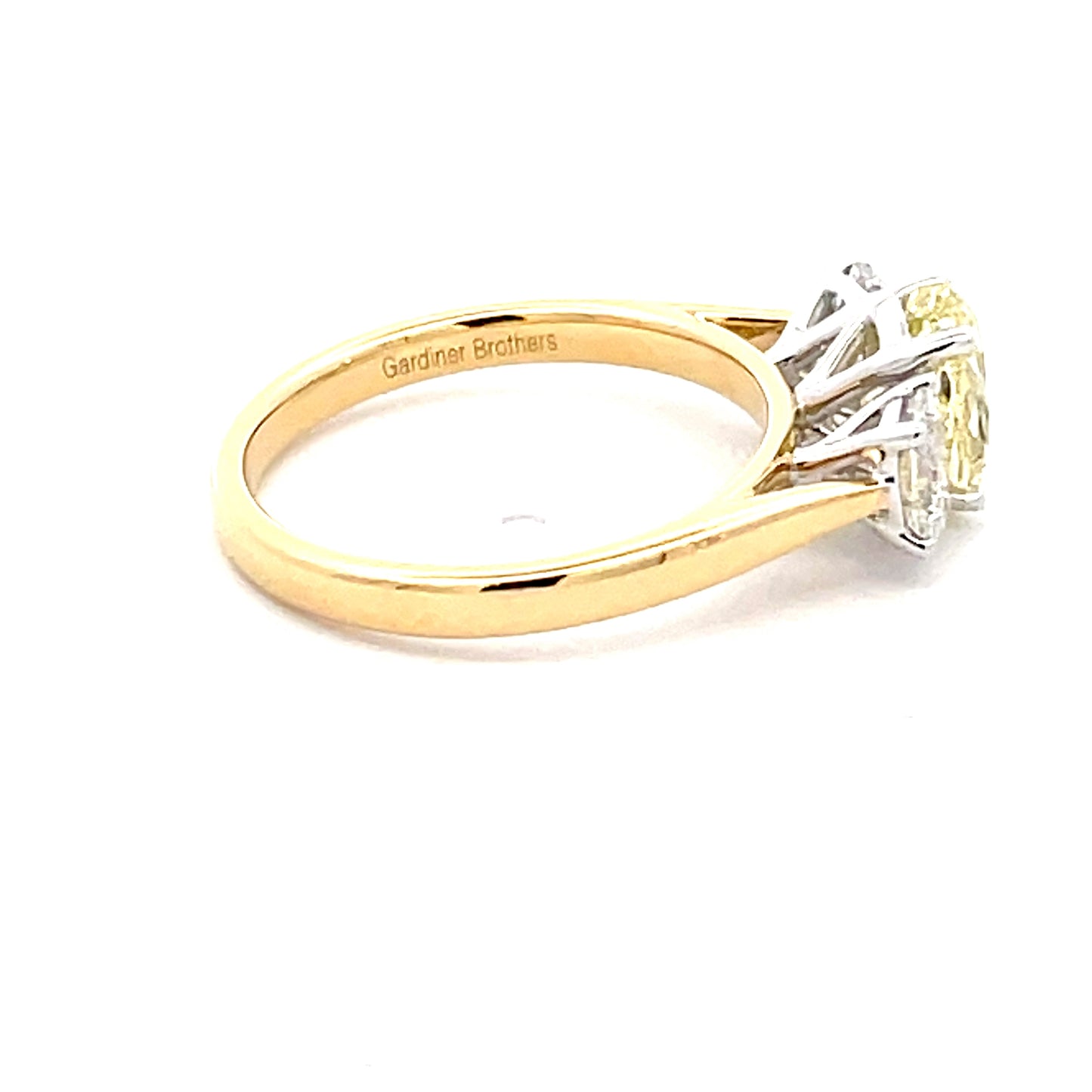 Oval Shaped Yellow diamond 3 Stone ring - 2.01cts Gardiner Brothers