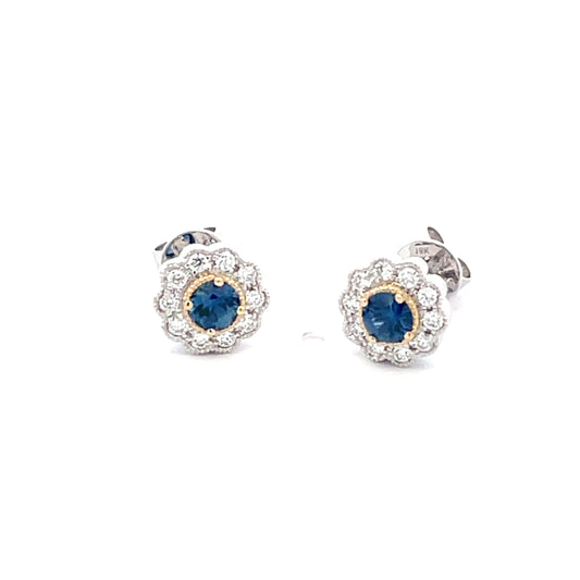 Sapphire and Diamond Vintage Style Cluster Earrings  Gardiner Brothers   