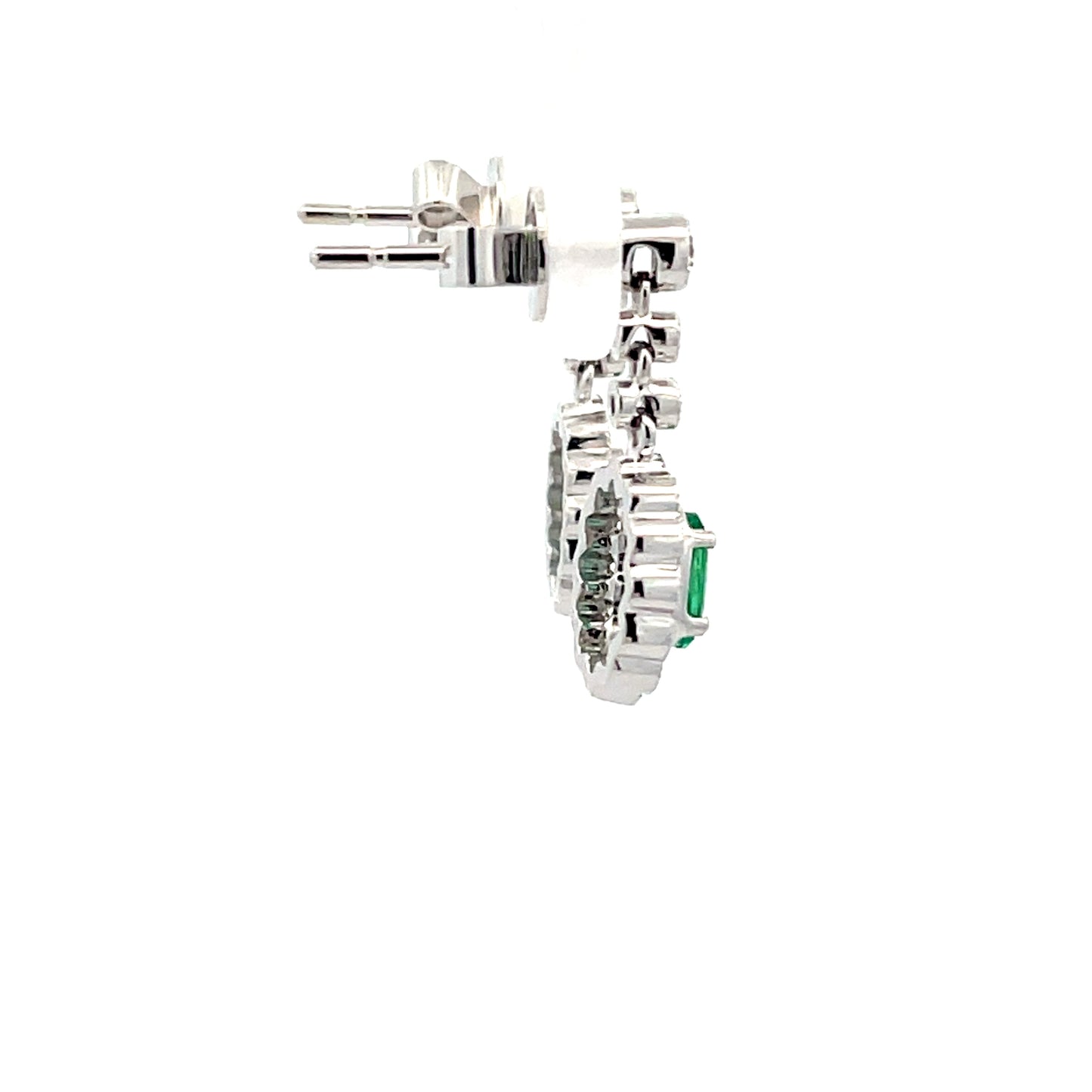 Emerald and Diamond Cluster Style Drop Earrings Gardiner Brothers