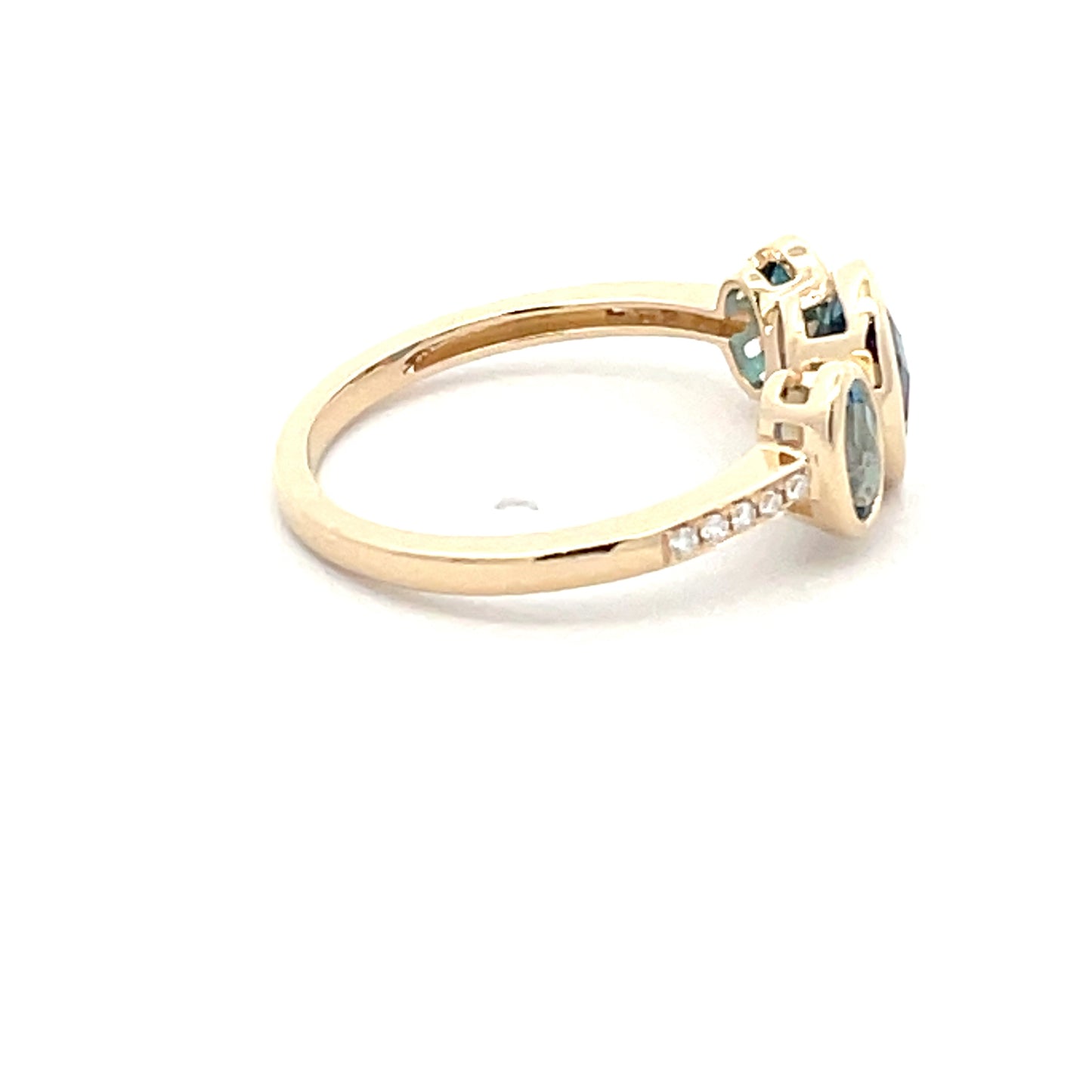 London Blue Topaz and Diamond 3 Stone Ring Gardiner Brothers