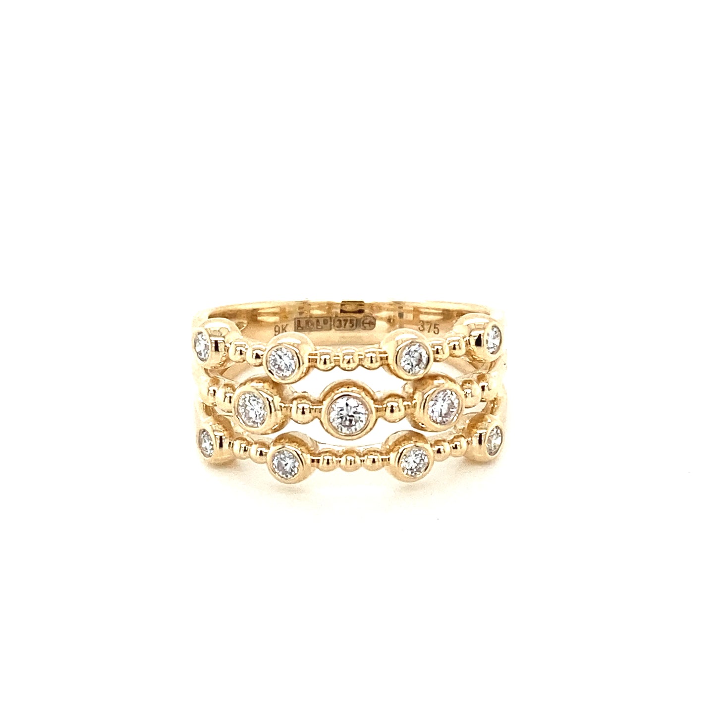 Yellow Gold Triple Band Diamond Ring Gardiner Brothers