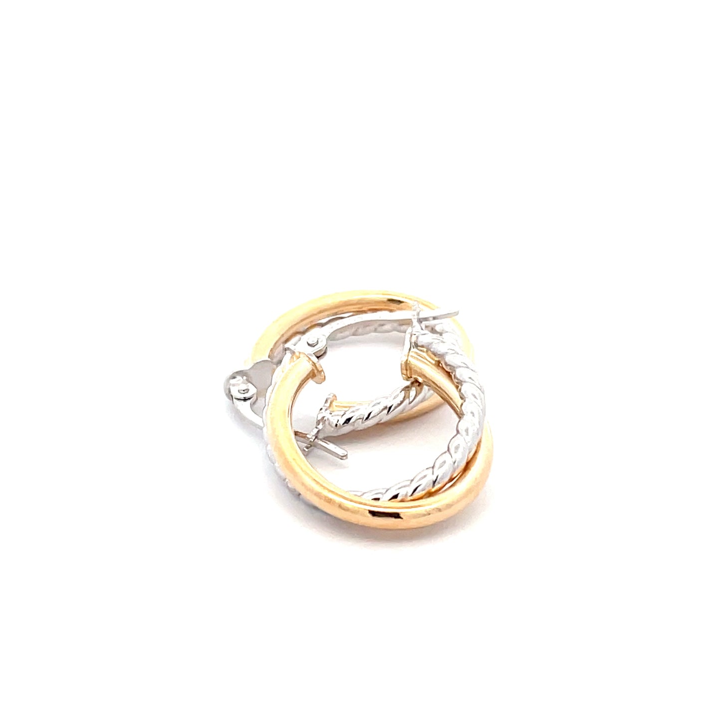 Yellow and white gold twisted hoop earrings Gardiner Brothers