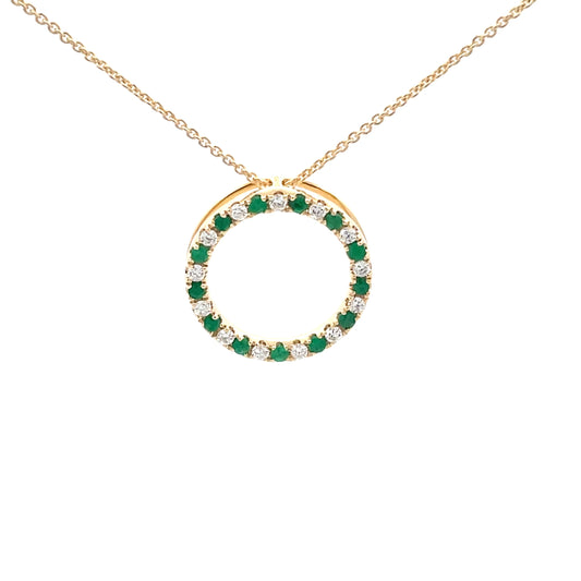 Emerald and Diamond Circle Pendant  Gardiner Brothers   