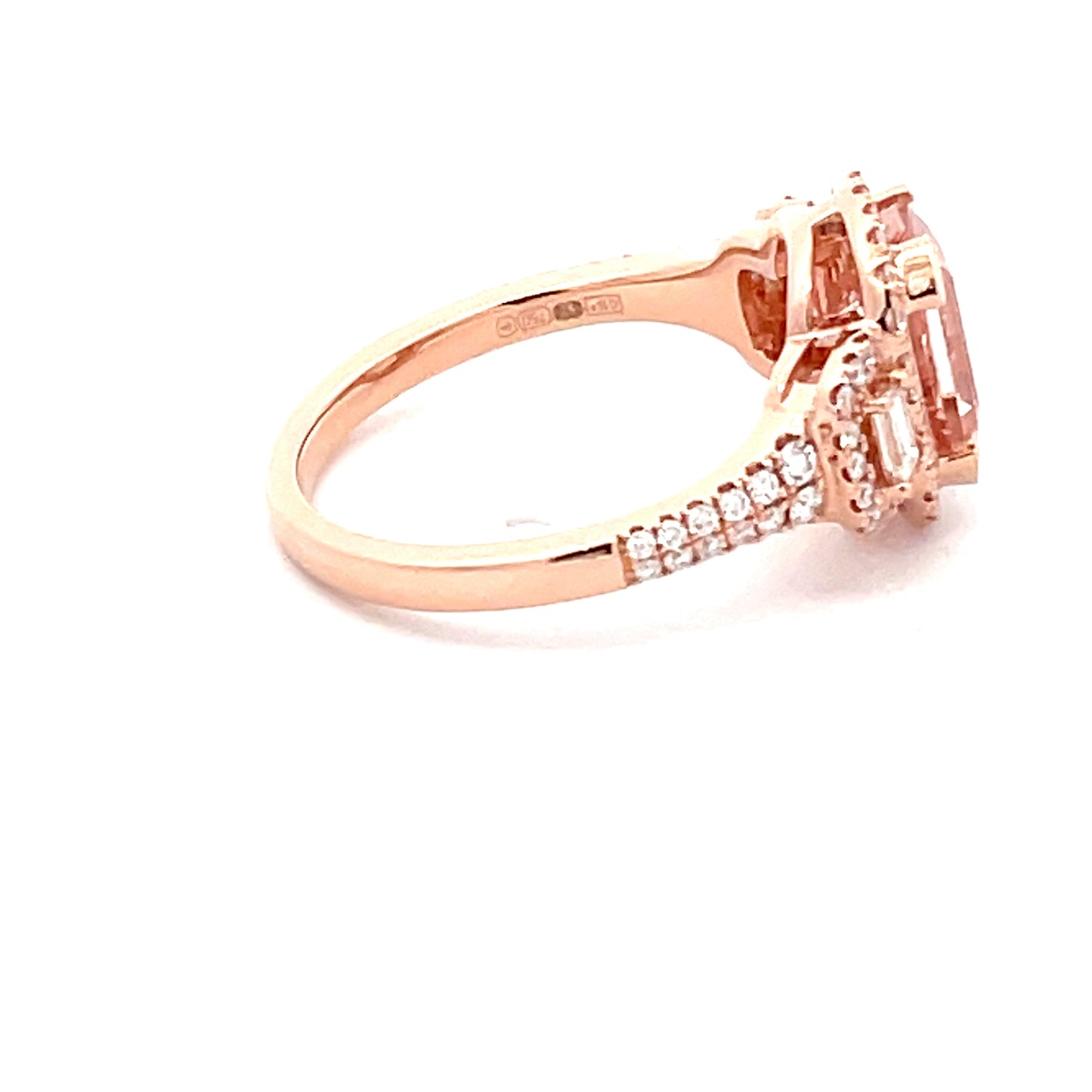 Morganite and Diamond Fancy style cluster ring Gardiner Brothers