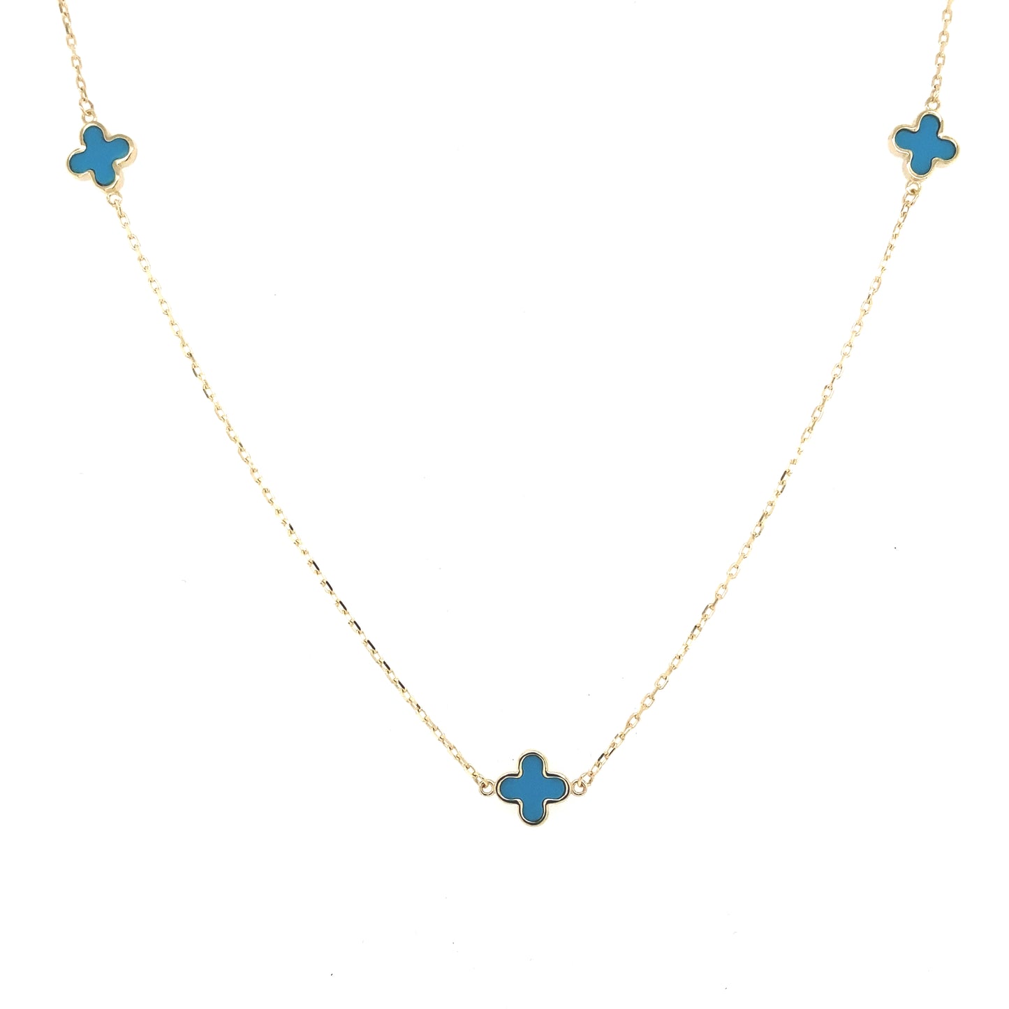 Yellow Gold Turquoise Flower Petal Necklet Gardiner Brothers