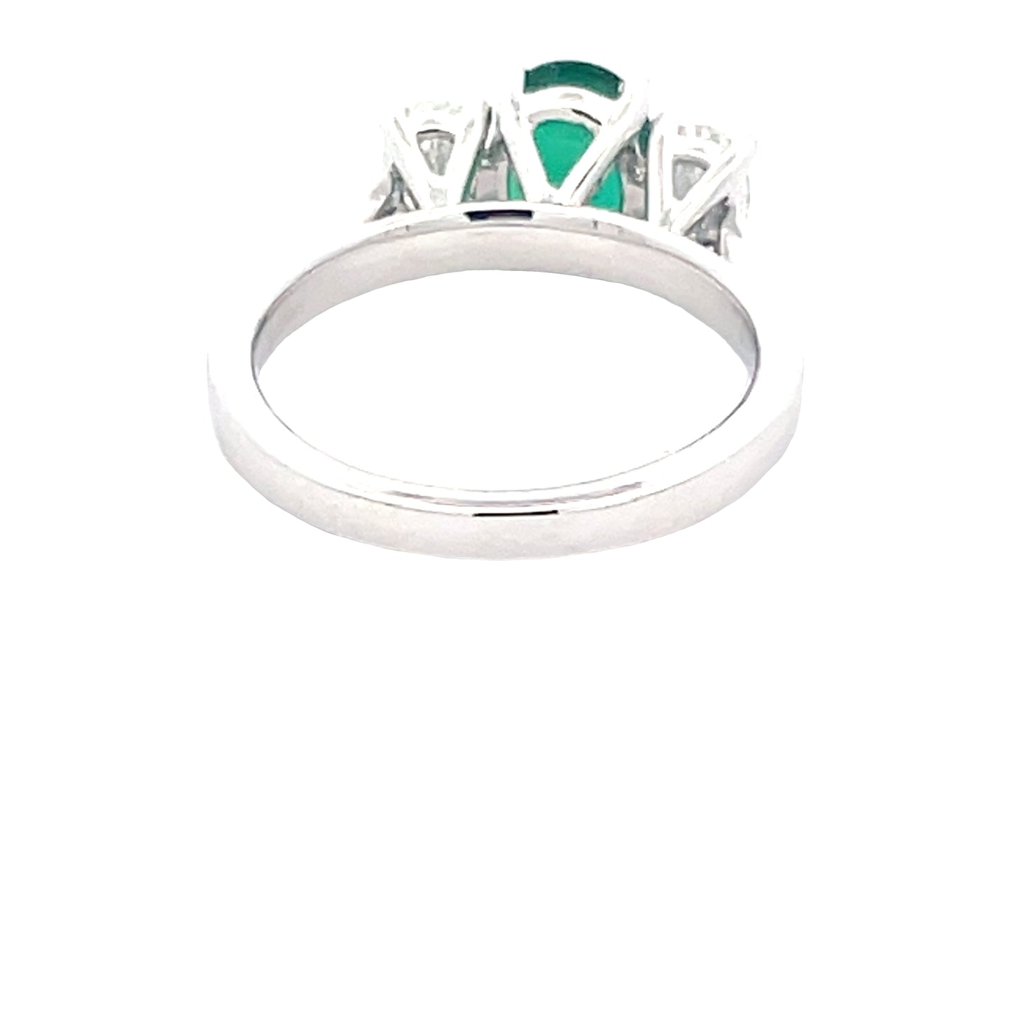 Oval Shaped emerald and oval diamond 3 stone ring  Gardiner Brothers   