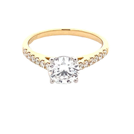 Round Brilliant cut Diamond Solitaire With Diamond Set Shoulders - 1.25cts  Gardiner Brothers   