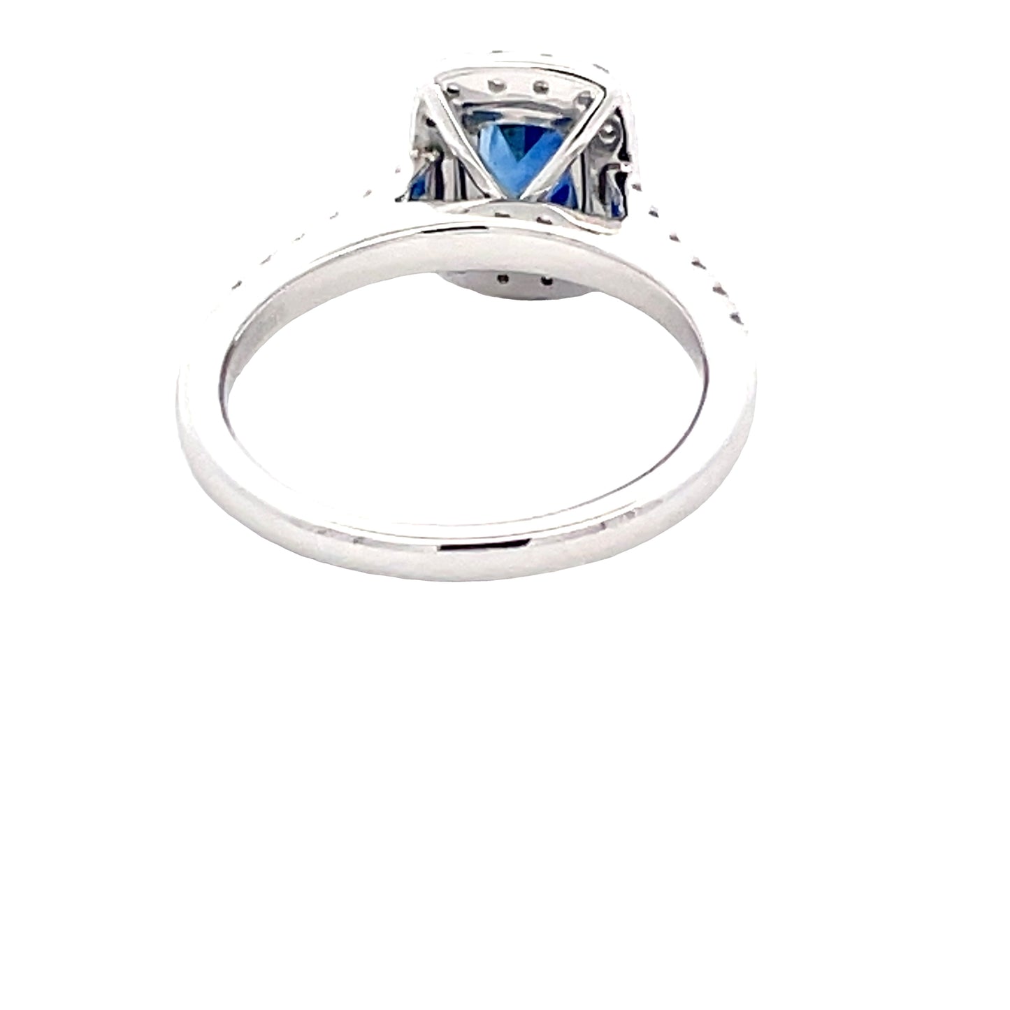 Cushion Shaped Sapphire and diamond halo cluster ring  Gardiner Brothers   
