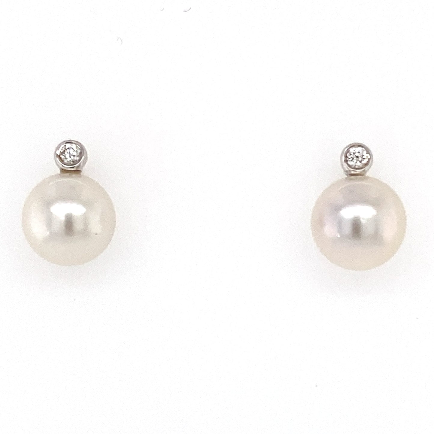 Akoya 8mm Pearl and Round Brilliant Cut Diamond Earrings Gardiner Brothers