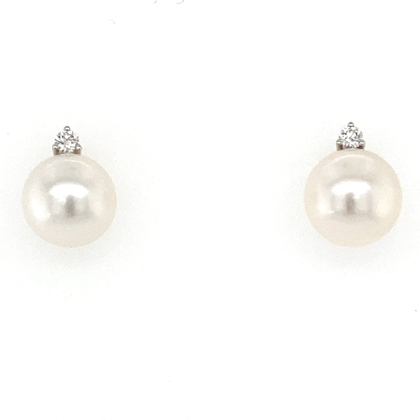 Akoya 8mm Pearl and Round Brilliant Cut Diamond Earrings Gardiner Brothers