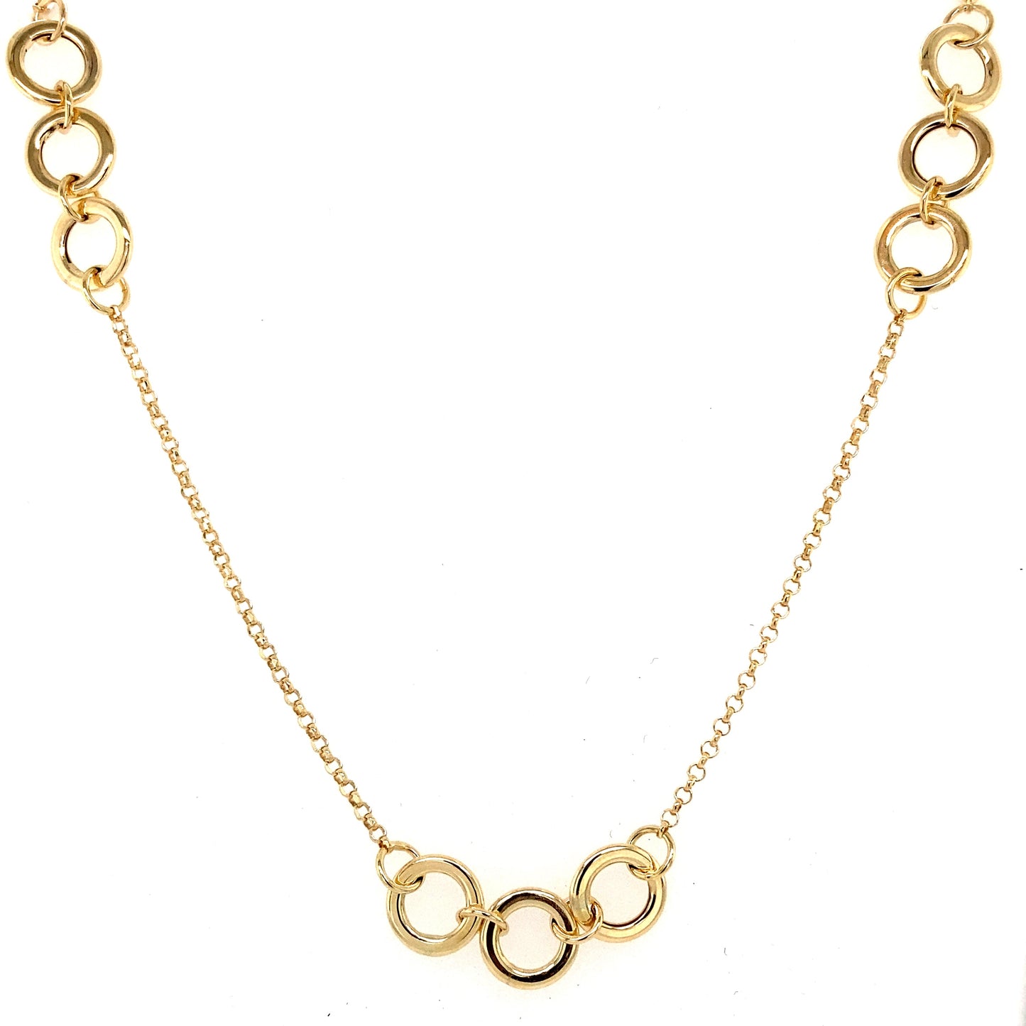 Yellow Gold Circle Links Station Style Necklace Gardiner Brothers
