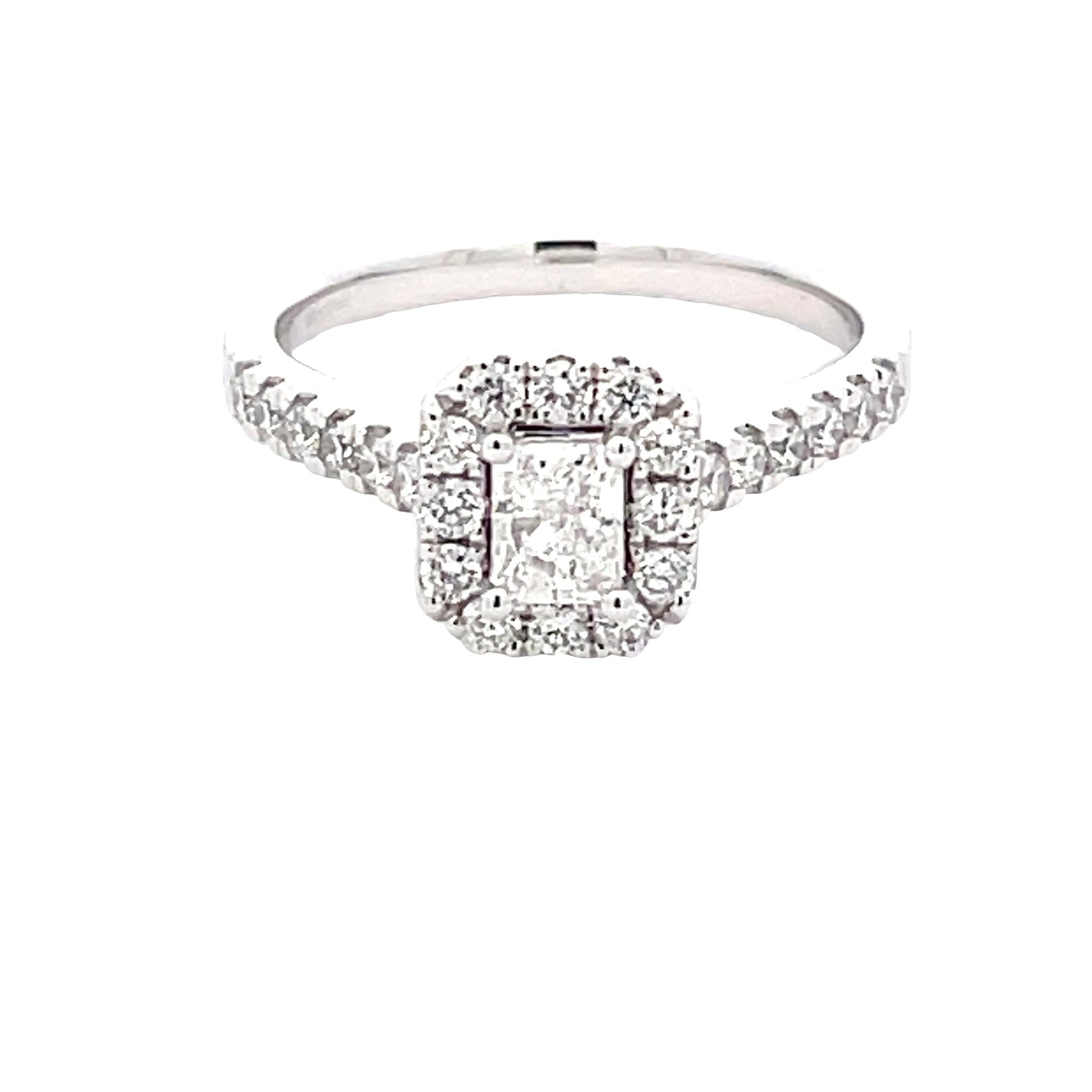 Radiant Cut Diamond Halo Cluster Style Ring - 0.84cts  Gardiner Brothers   