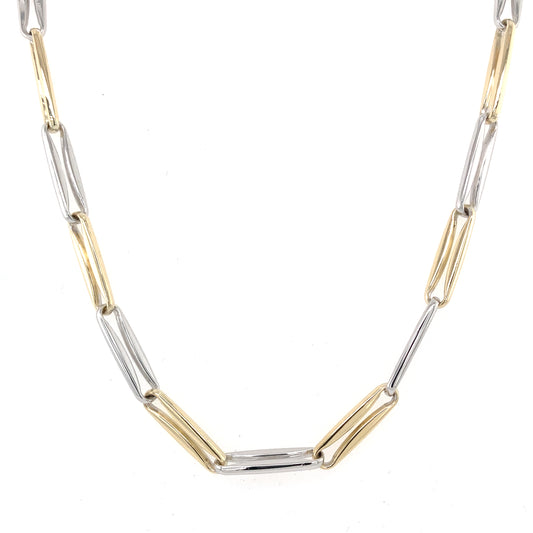 Yellow and White Gold Open Oblong Link Necklet  Gardiner Brothers   