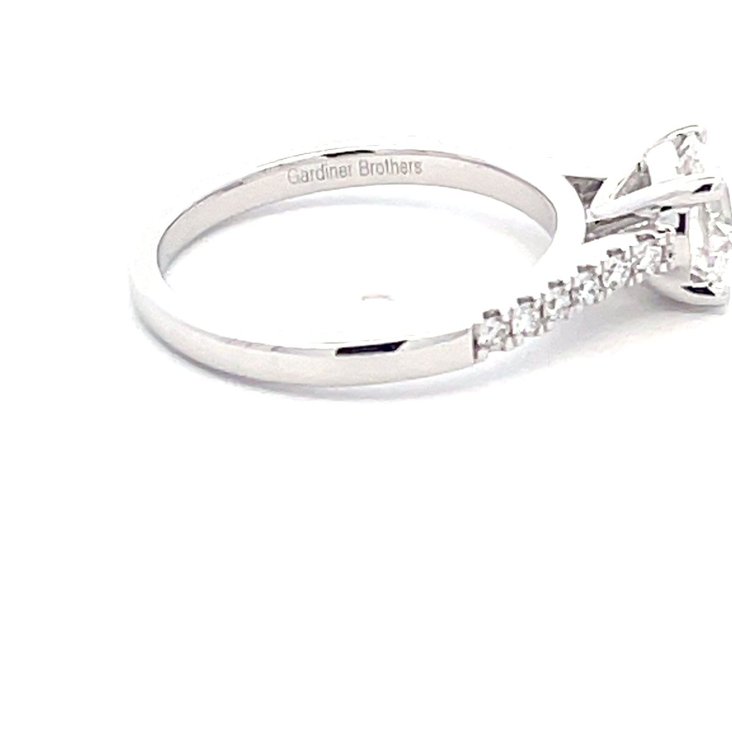 Round Brilliant Cut Diamond Solitaire With Diamond Set Shoulders - 1.45cts Gardiner Brothers