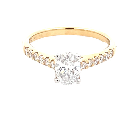 Lab grown Oval Shaped Diamond Solitaire With Diamond Set Shoulders - 0.99cts  Gardiner Brothers   