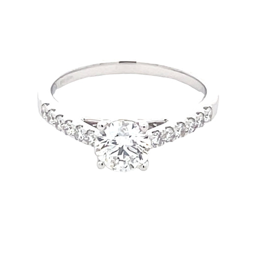 Lab Grown Round brilliant Cut Diamond Solitaire Ring with Diamond Set shoulders - 0.96cts  Gardiner Brothers   