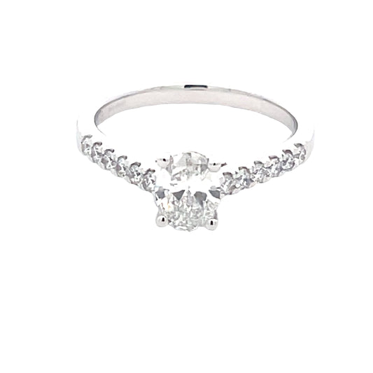 Lab Grown Oval Shaped Diamond Solitaire with diamond set shoulders - 0.95cts  Gardiner Brothers   
