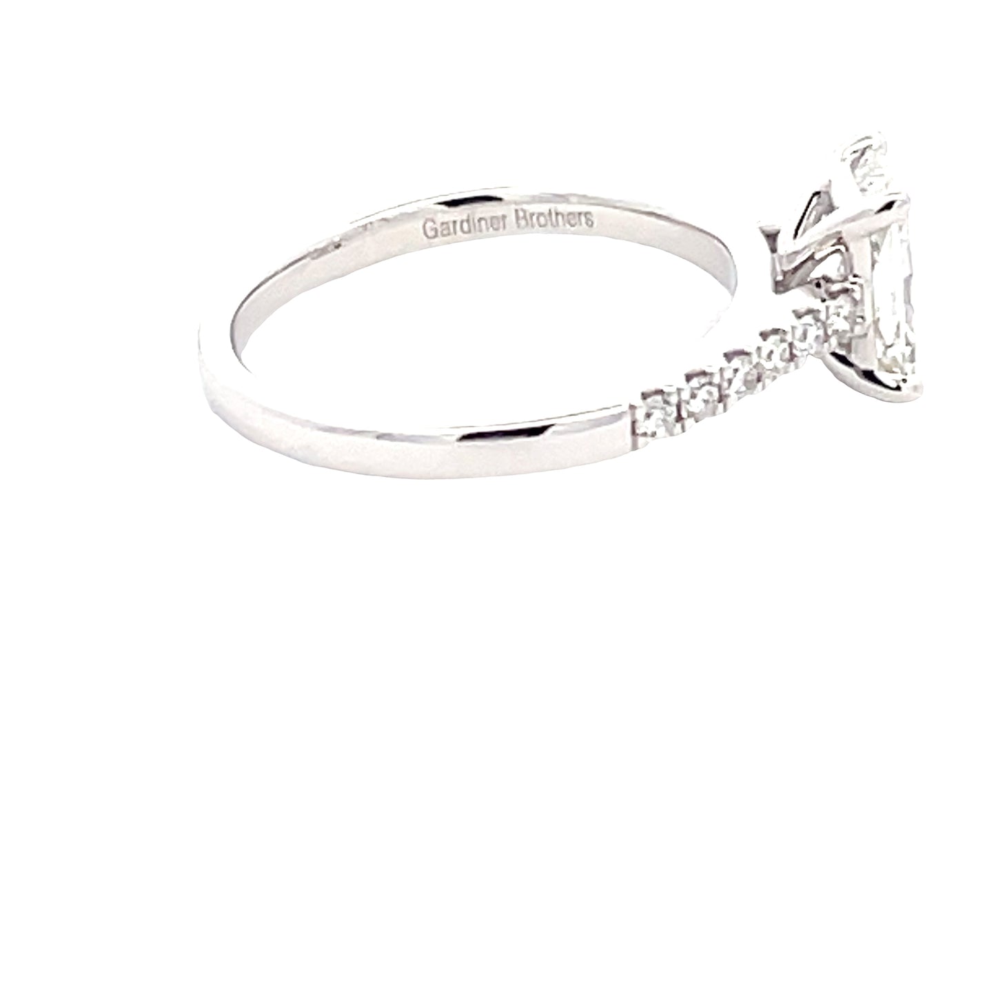Radiant Cut Diamond Solitaire Ring with diamond set shoulders - 1.28cts Gardiner Brothers
