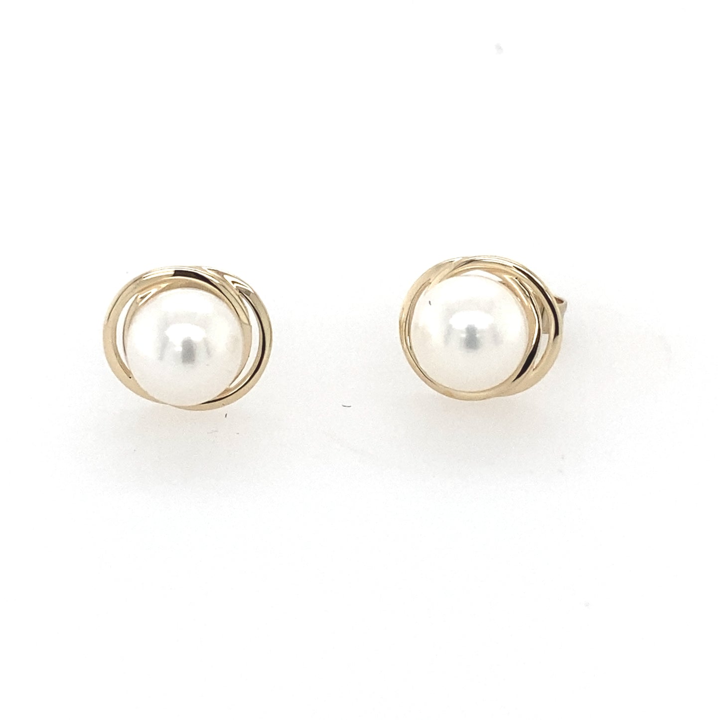 Yellow Gold Pearl Knot Style Earrings Gardiner Brothers