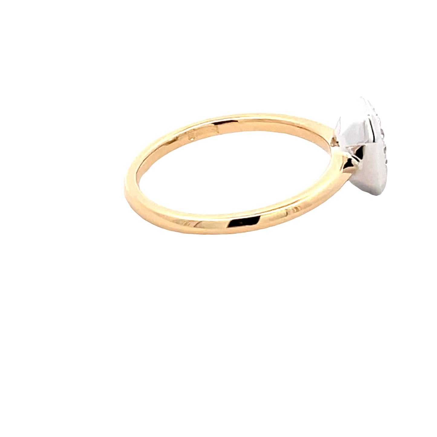 Emerald and round brilliant cut diamond halo style ring Gardiner Brothers