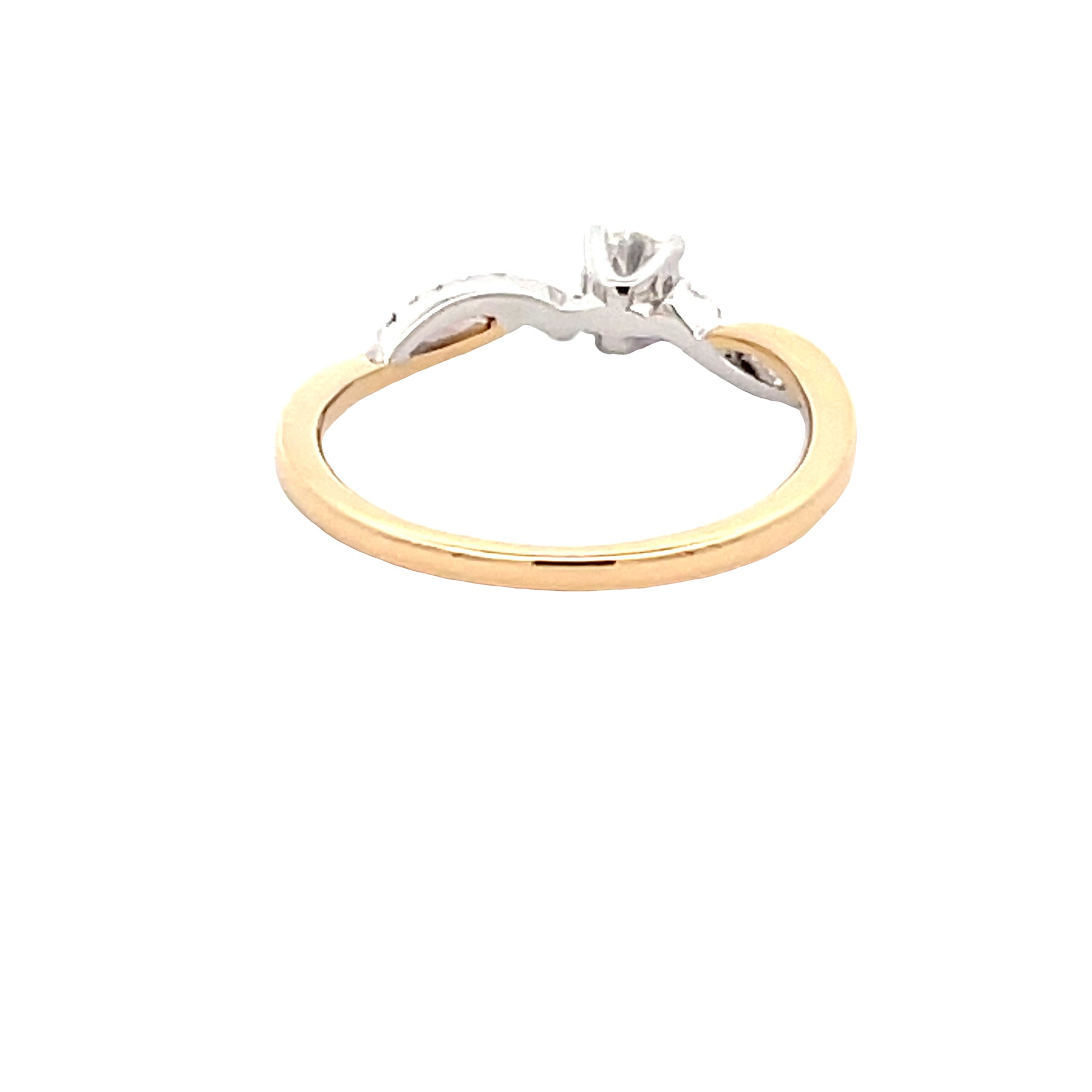 Round Brilliant Cut Diamond Solitaire Ring with cross-over diamond set shoulders  Gardiner Brothers   