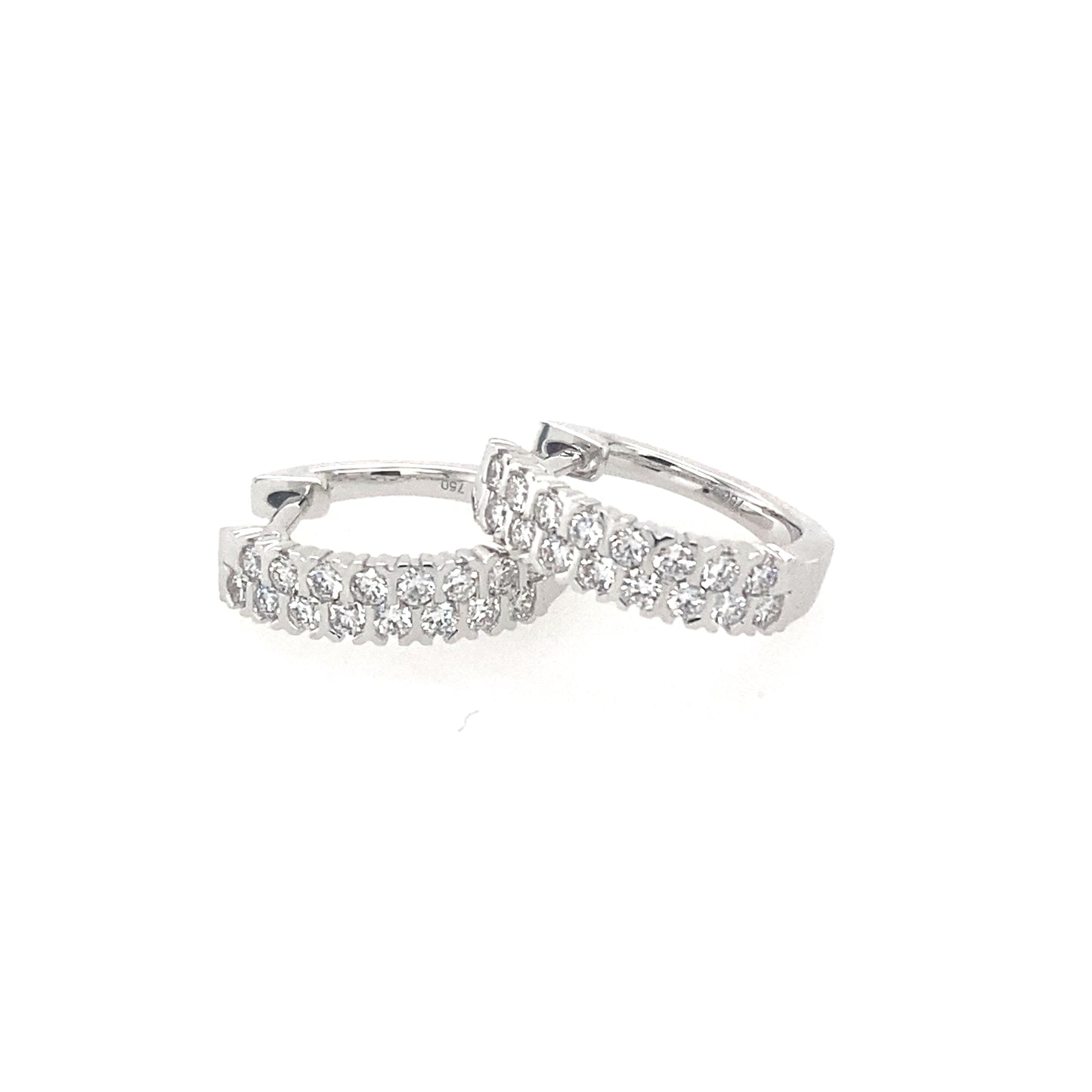 White Gold Double Row Diamond Hoop Earrings Gardiner Brothers