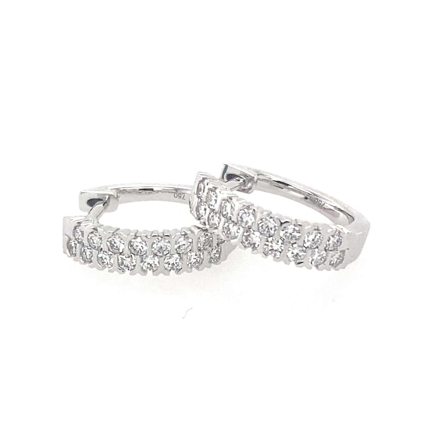 White Gold Double Row Diamond Hoop Earrings Gardiner Brothers