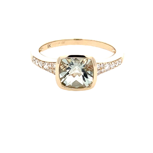 Green Amethyst and round brilliant cut diamond dress ring  Gardiner Brothers   