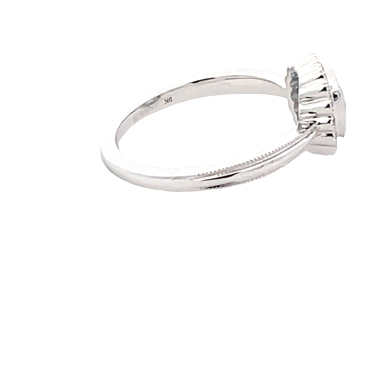 Aquamarine and round brilliant cut diamond vintage style dress ring Gardiner Brothers