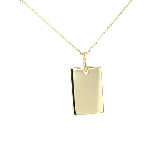 Yellow Gold Engraving Tag Pendant  Gardiner Brothers   