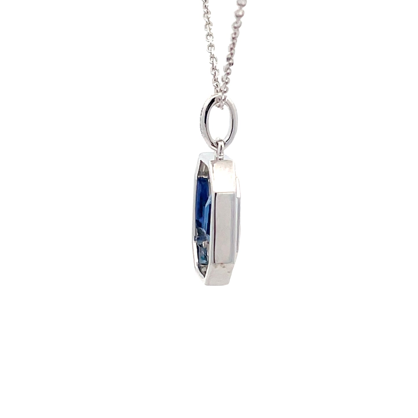 Octagonal Sapphire with Baguette Cut Diamonds Halo Pendant Gardiner Brothers