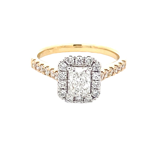 Radiant Cut Diamond Halo Cluster Style ring - 1.20cts