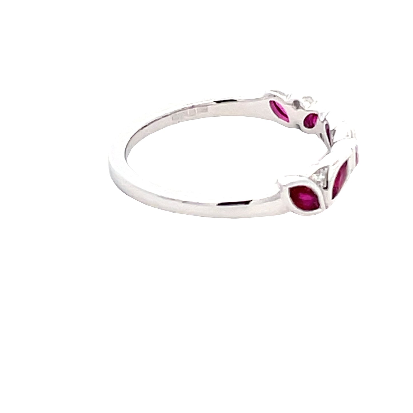 Marquise shaped ruby and round brilliant cut diamond dress ring  Gardiner Brothers   