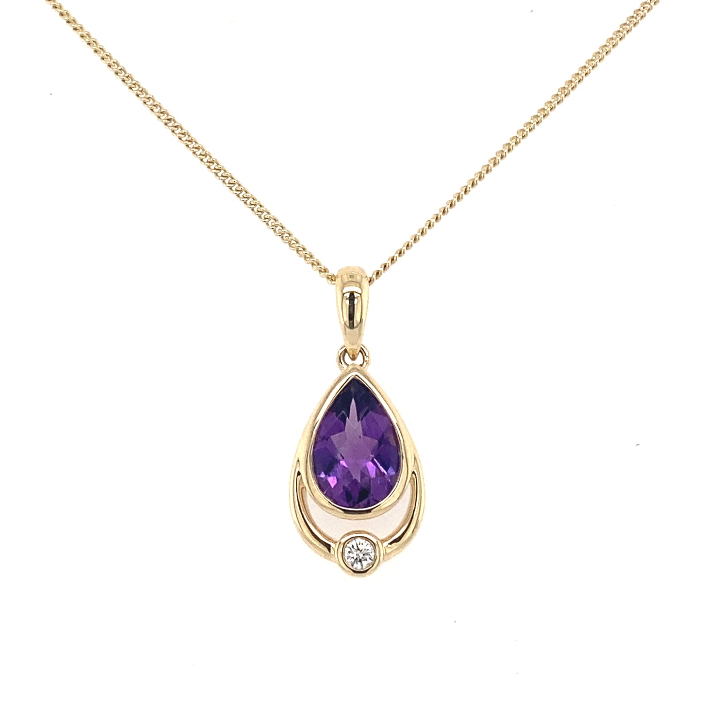 Amethyst and Diamond Fancy Style Drop Pendant Gardiner Brothers