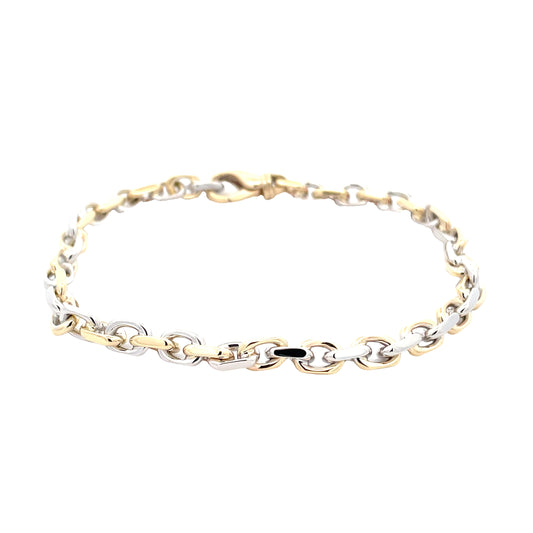 Yellow and white gold square link bracelet