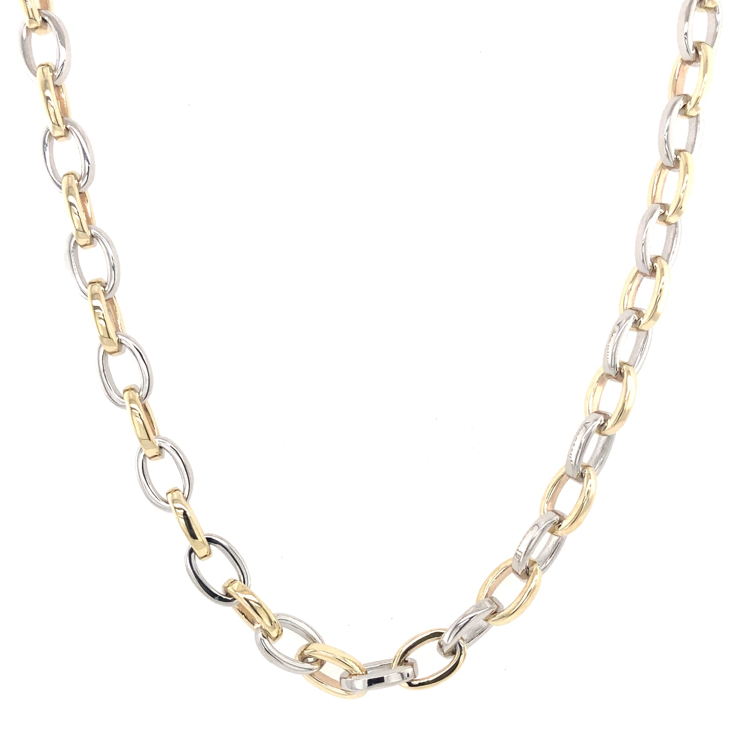 Yellow and white gold oval link necklet  Gardiner Brothers   