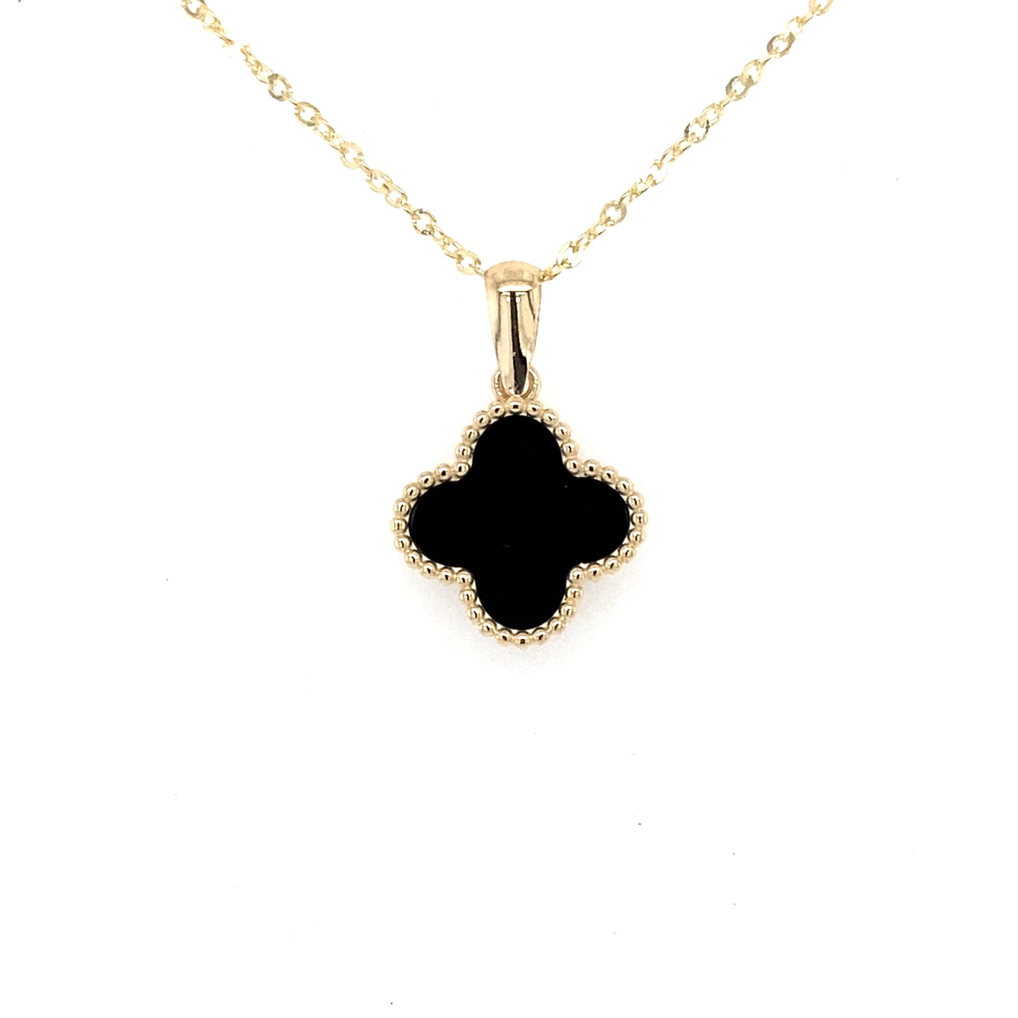 Yellow Gold Onyx Flower Pendant Gardiner Brothers