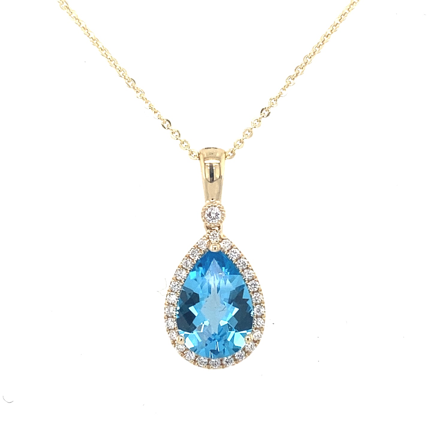 Pear Shaped Topaz and Diamond Pendant Gardiner Brothers