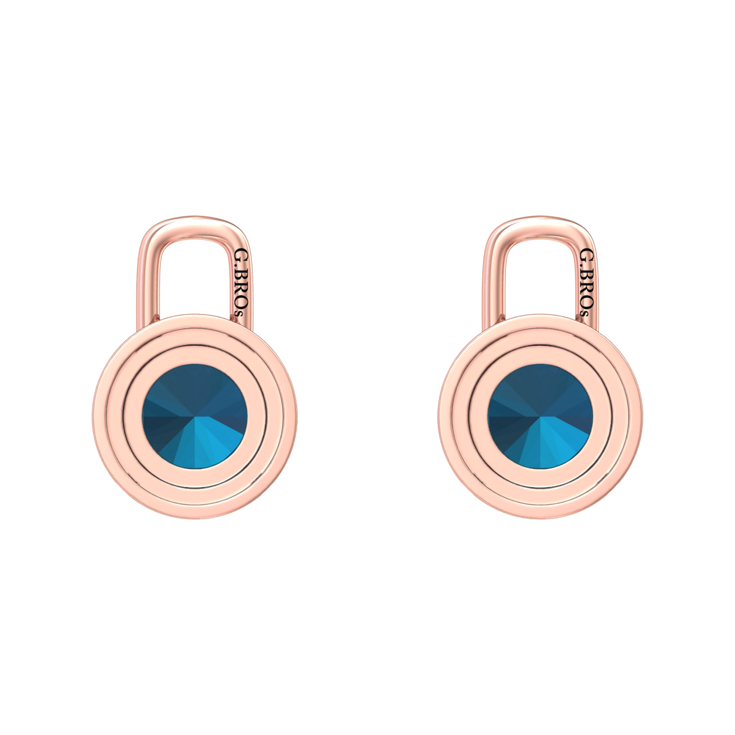 Nova diamond set earrings attachments set with a round London Blue Topaz Gardiner Brothers