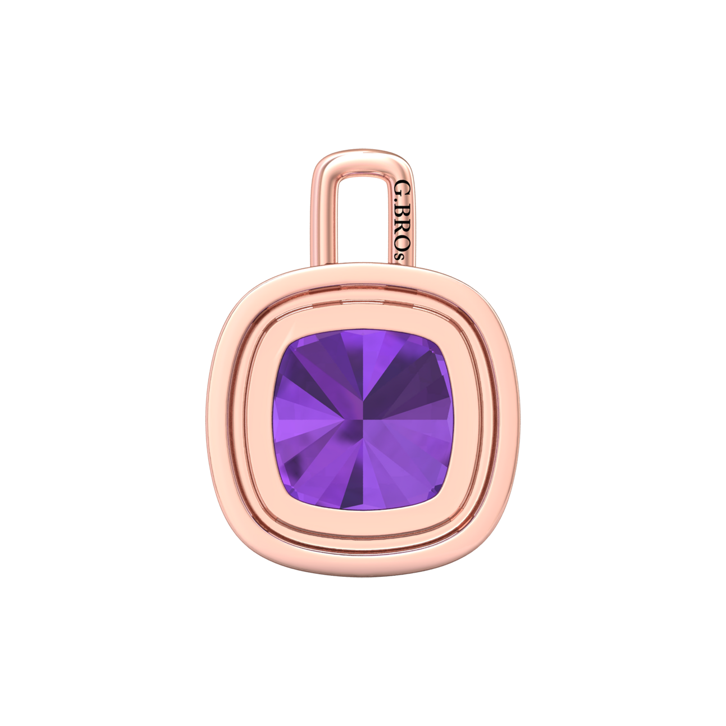 Nova diamond set pendant attachment set with a cushion shaped Amethyst Gardiner Brothers