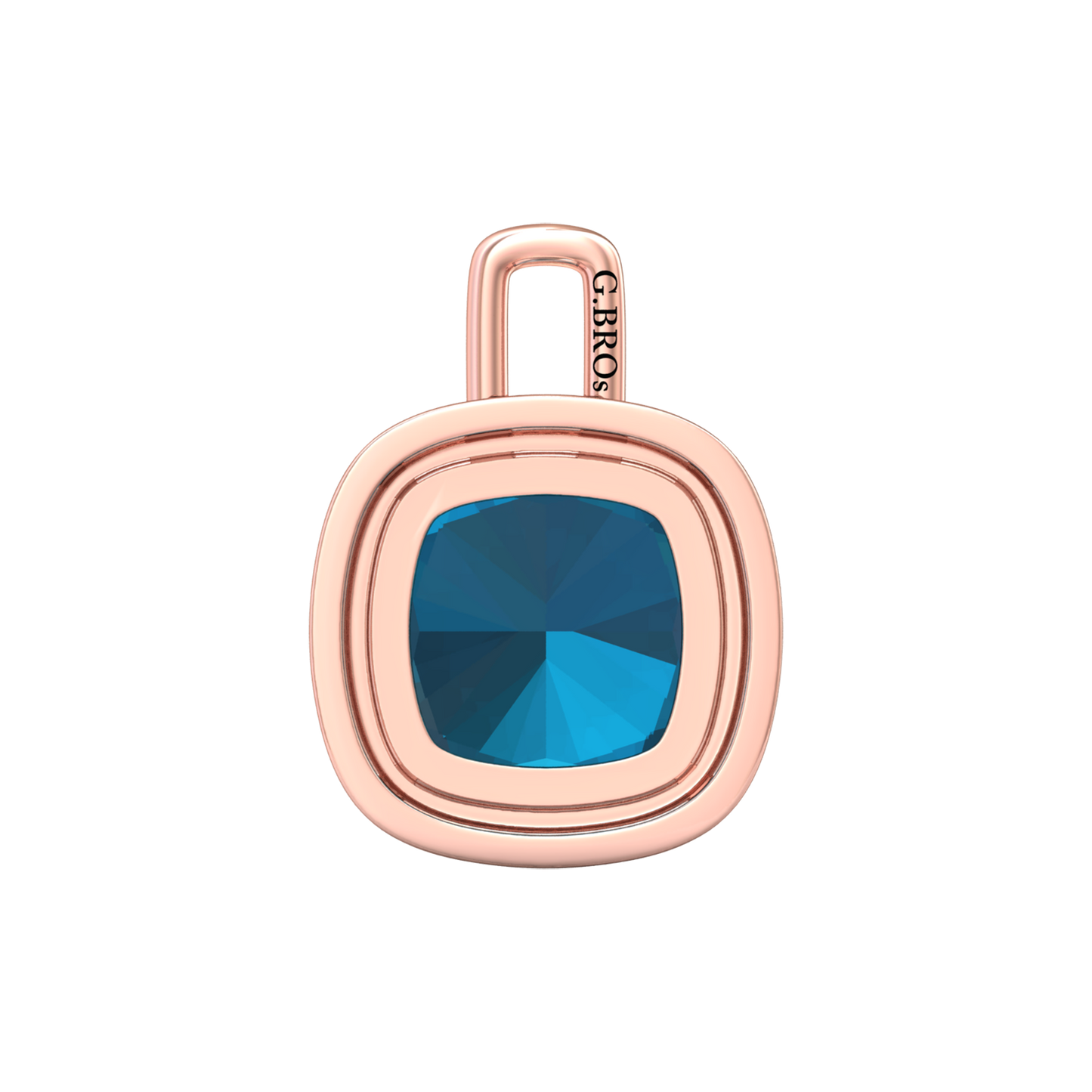 Nova diamond set pendant attachment set with a cushion shaped London Blue Topaz Gardiner Brothers