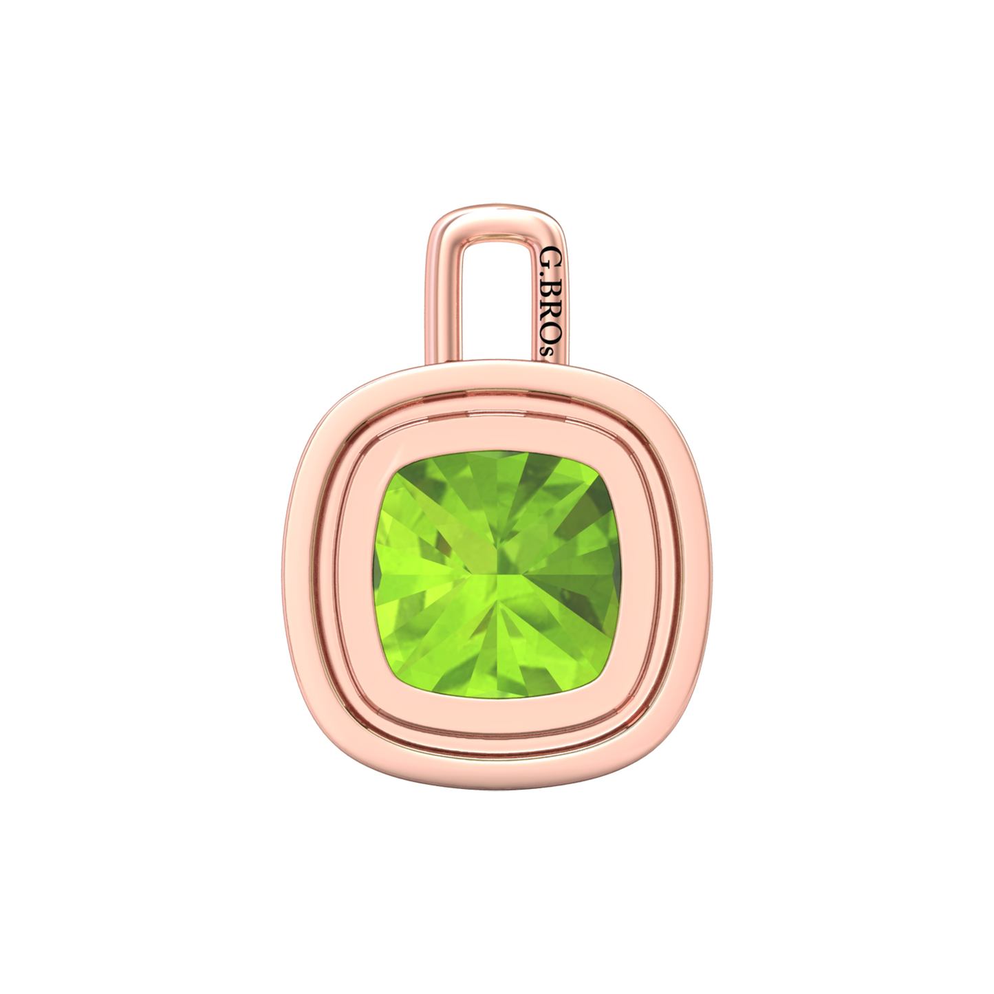 Nova diamond set pendant attachment set with a cushion shaped Peridot Gardiner Brothers