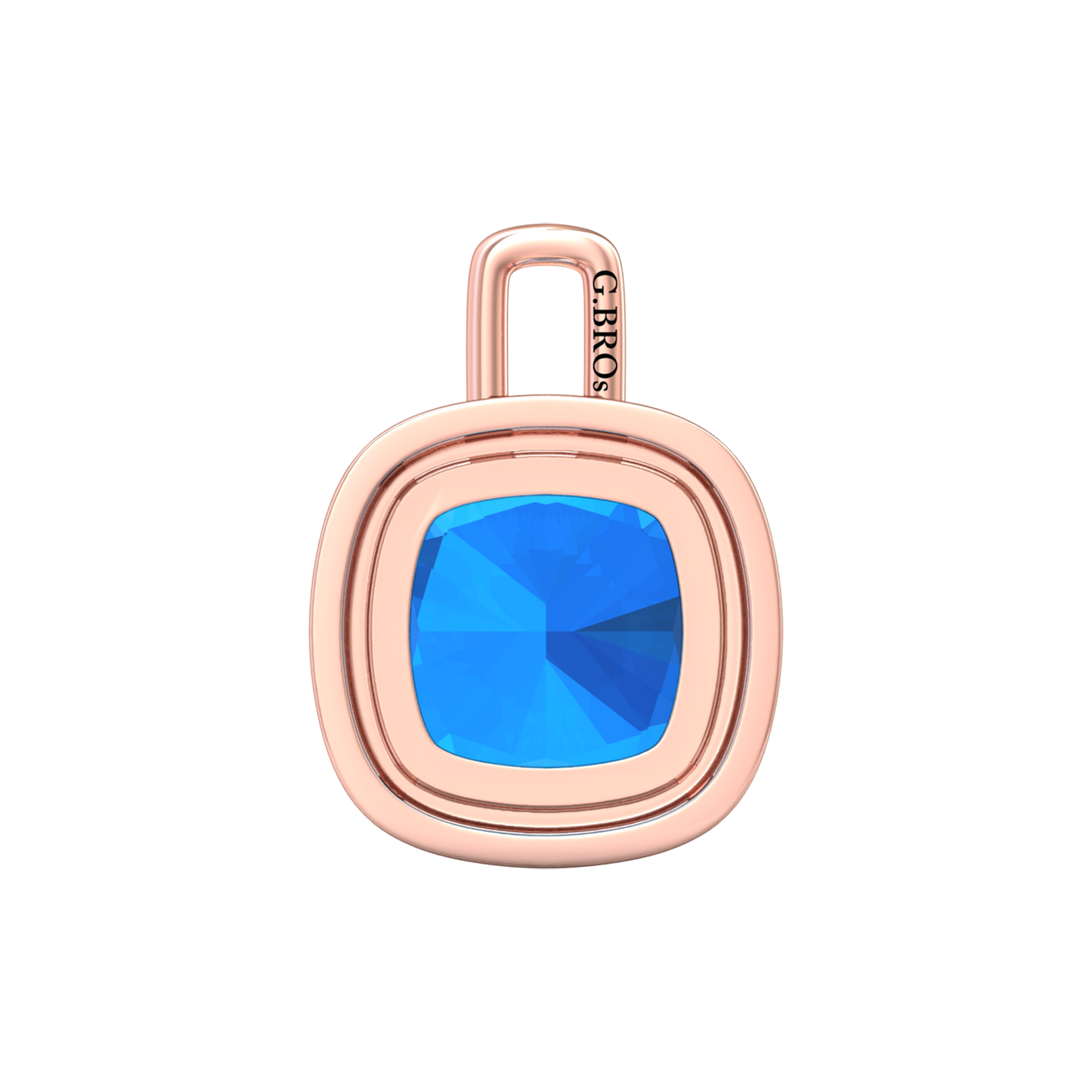 Nova diamond set pendant attachment set with a cushion shaped Swiss Blue Topaz Gardiner Brothers