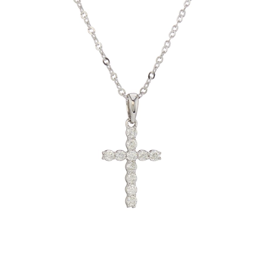 White Gold Diamond Set Cross Pendant