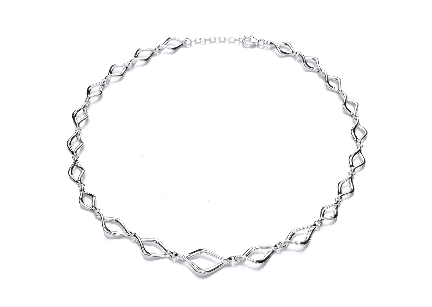 Silver Twisted Wavy Link Necklace Gardiner Brothers