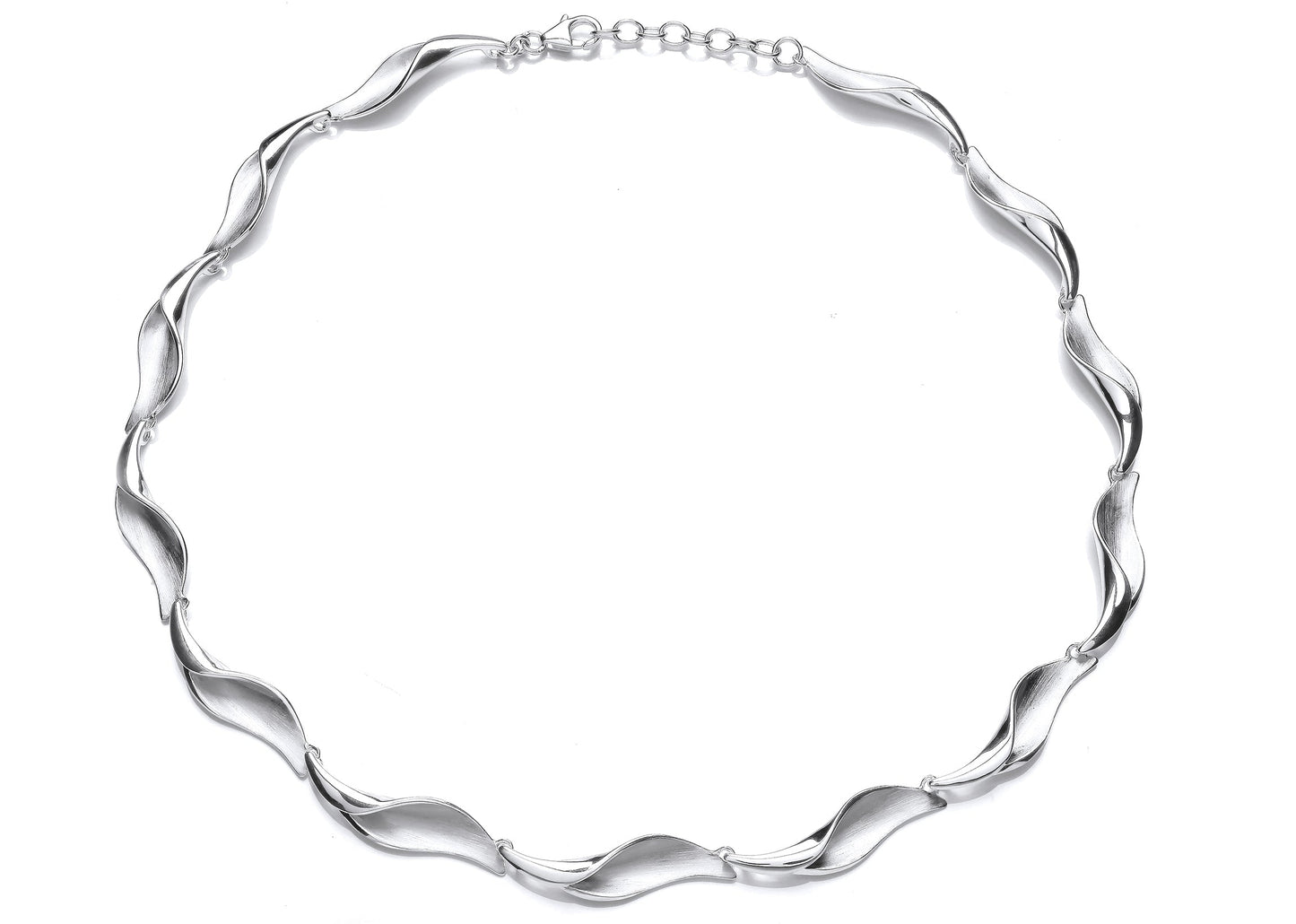 Silver Curved Leaf Link Necklace Gardiner Brothers